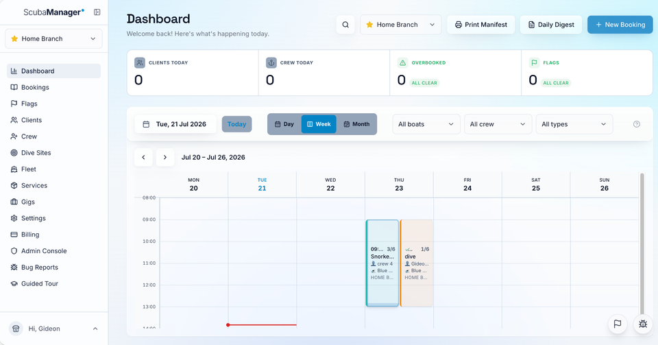 Scuba Manager, built for Blue Adventures